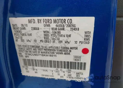 2011 Ford Escape Xlt from USA, damaged, VIN 1FMCU9D71BKA18510